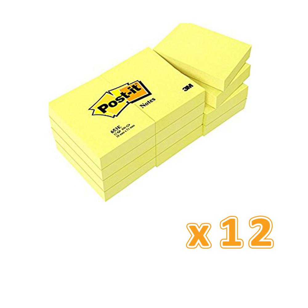 3M Post It Pad 1.5 X 2 Yellow ( 12 X 12 Pcs)