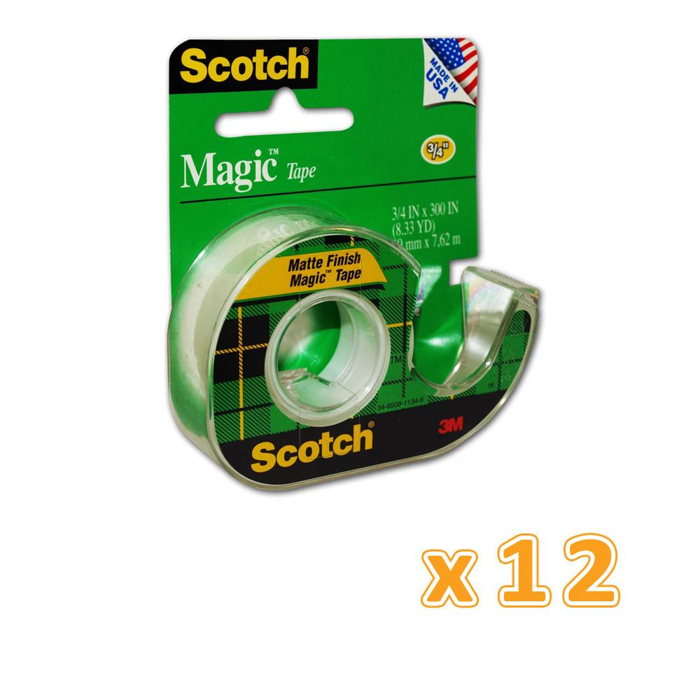3M Scotch Magic Tape with Plastic Dispenser (1 X 12 Pcs)