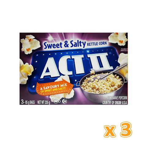 Act II Sweet & Salty Flavour Microwave Pop Corn  (3 x 255 gm)