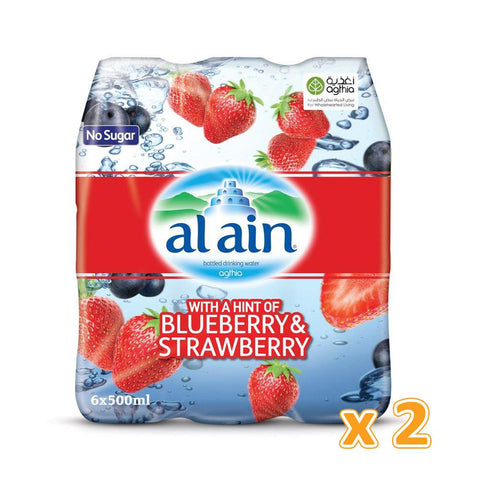 Al Ain Flavoured Water - Blueberry & Strawberry (12 x 500 ml)