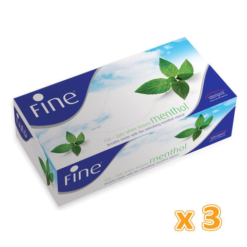 Fine  Facial Tissues - Menthol 3 Ply (3 X 100 sheets)