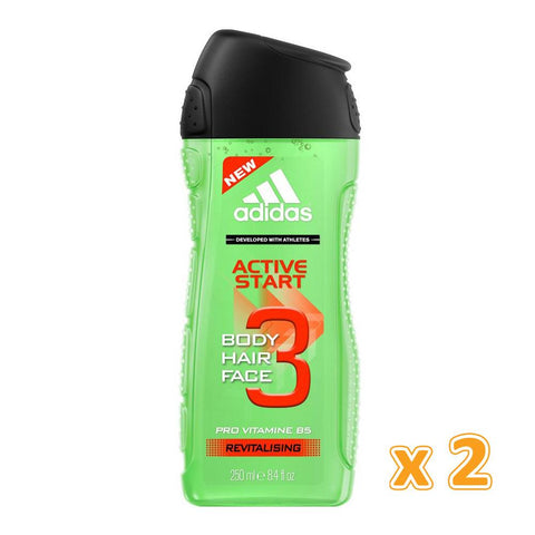 Adidas Active Start 3 in 1 Shower Gel (2 x 250ML)