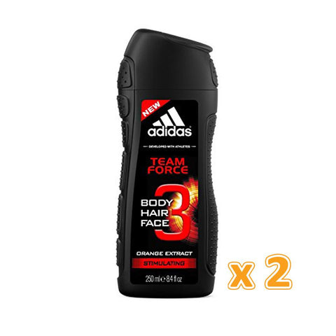 Adidas Team Force 3 in 1 Shower Gel (2 x 250ML)