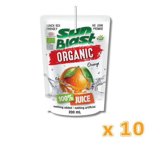 Sun Blast Organic Orange Juice (10 X 200 ml)